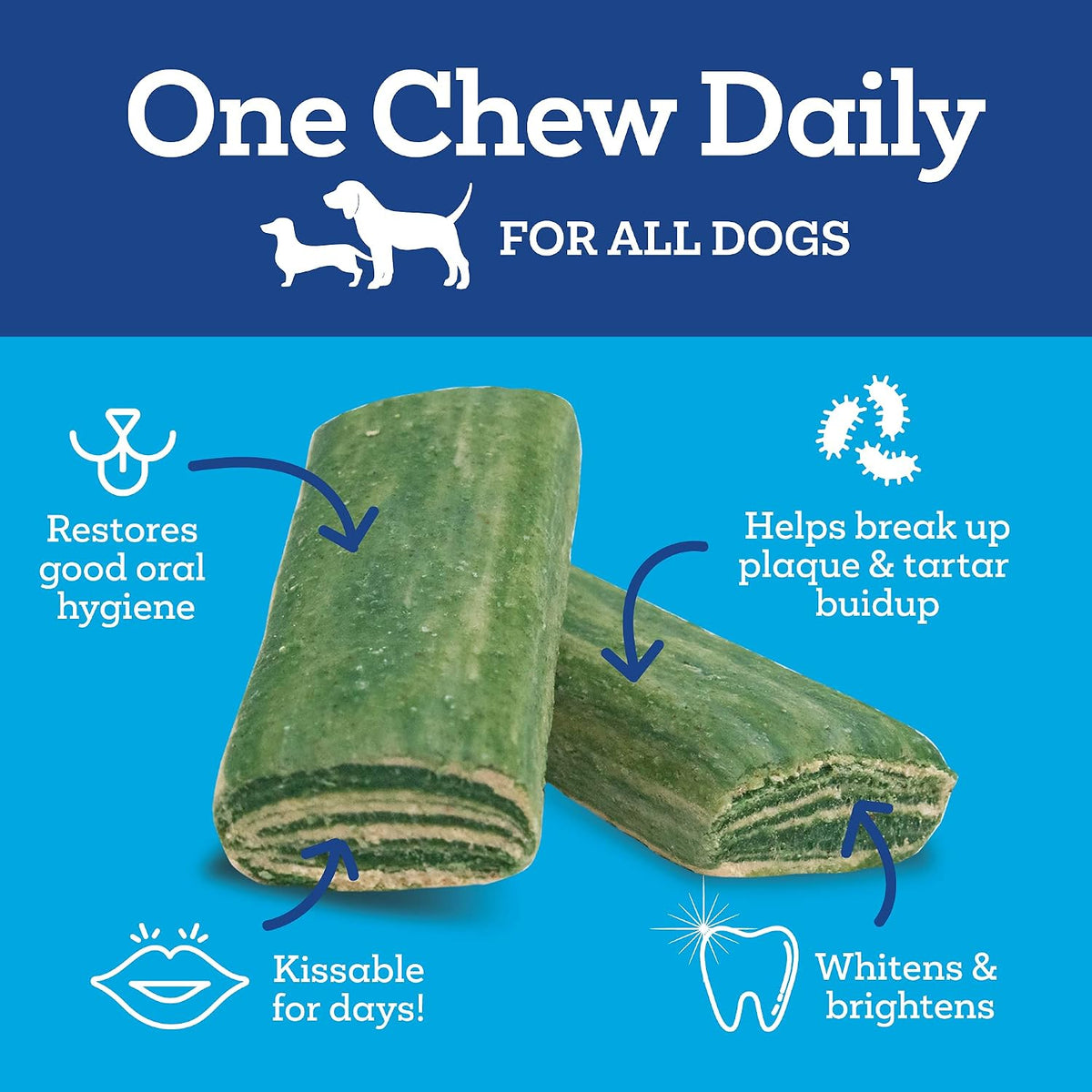 vetality brush free daily dental care chews for shown in use