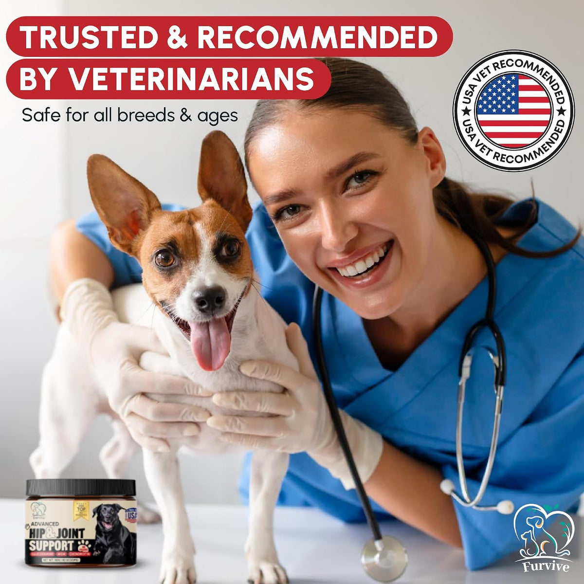 veterinary grade hip and joint supplement for dogs showing dimensions