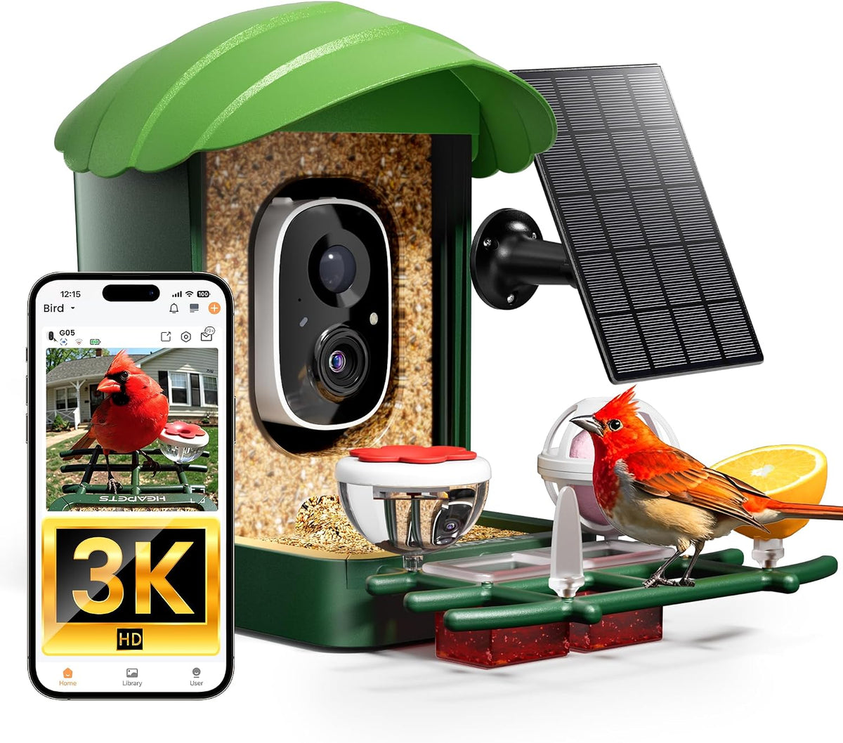 smart bird feeder with camera, 3k hd live, main product view