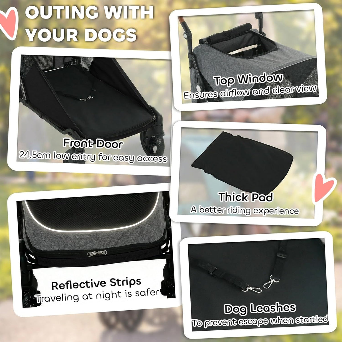 pawhut dog stroller for large dogs one-click folding on a desk or shelf