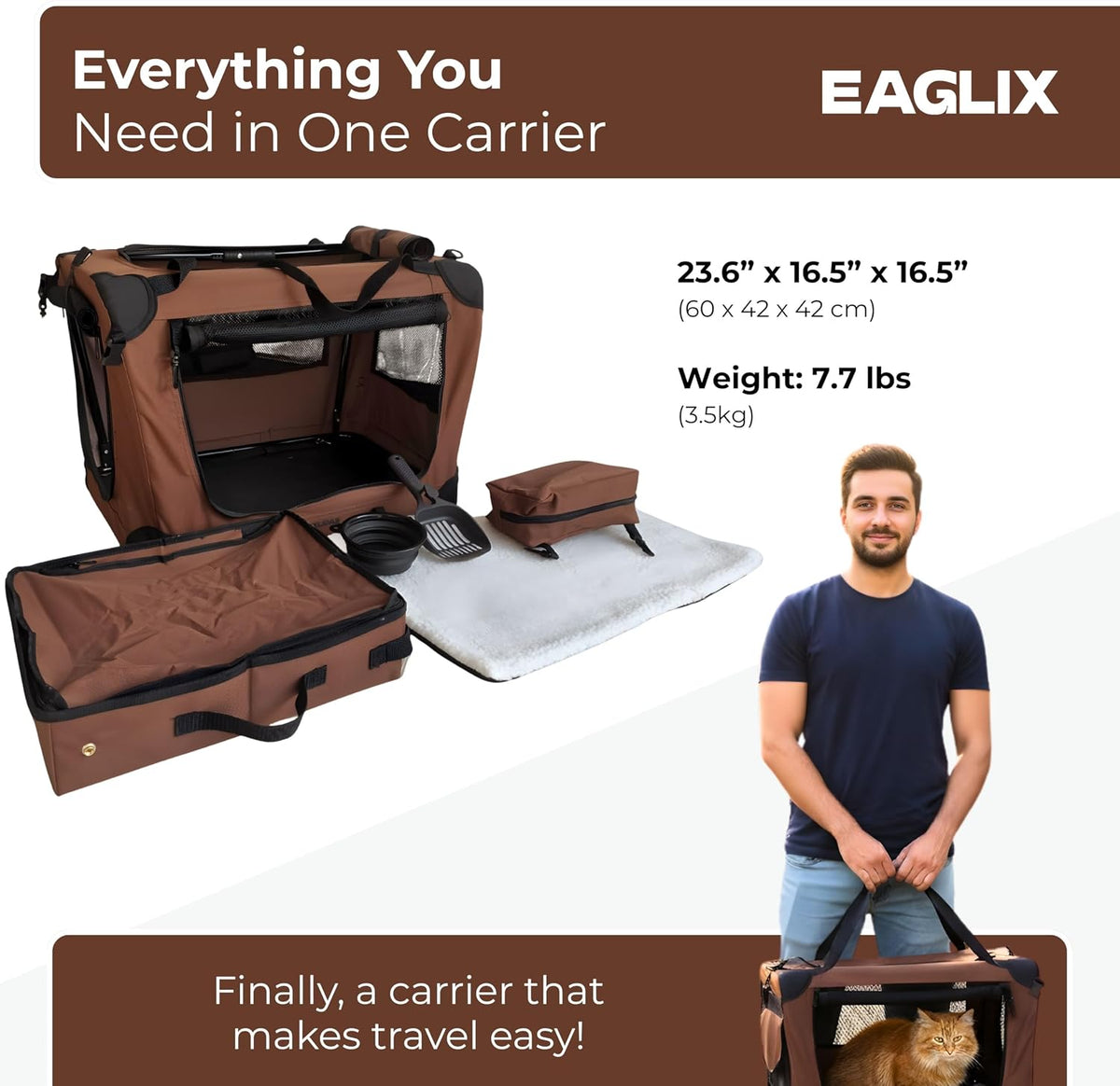 large cat travel carrier – soft sided spacious, close-up detail