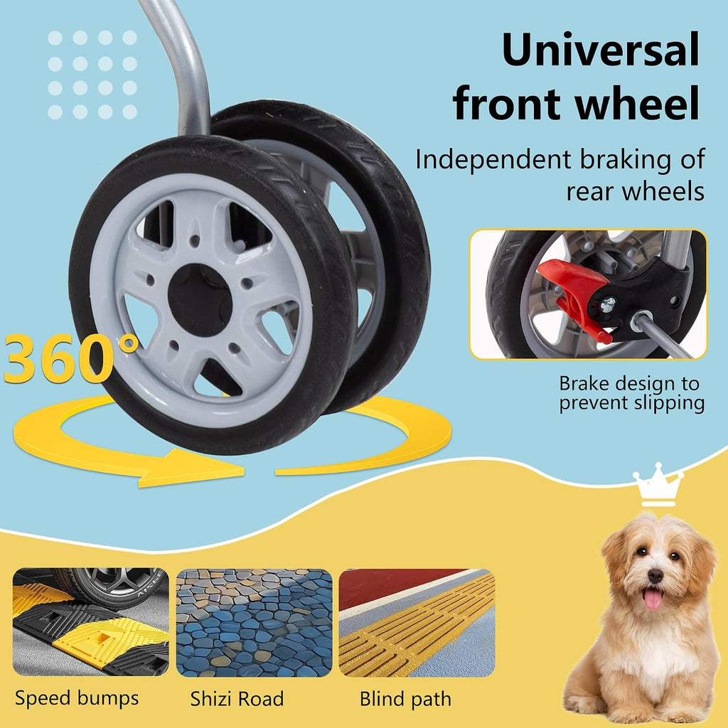 fdw pet stroller 3-wheel durable foldable cat dog, close-up detail