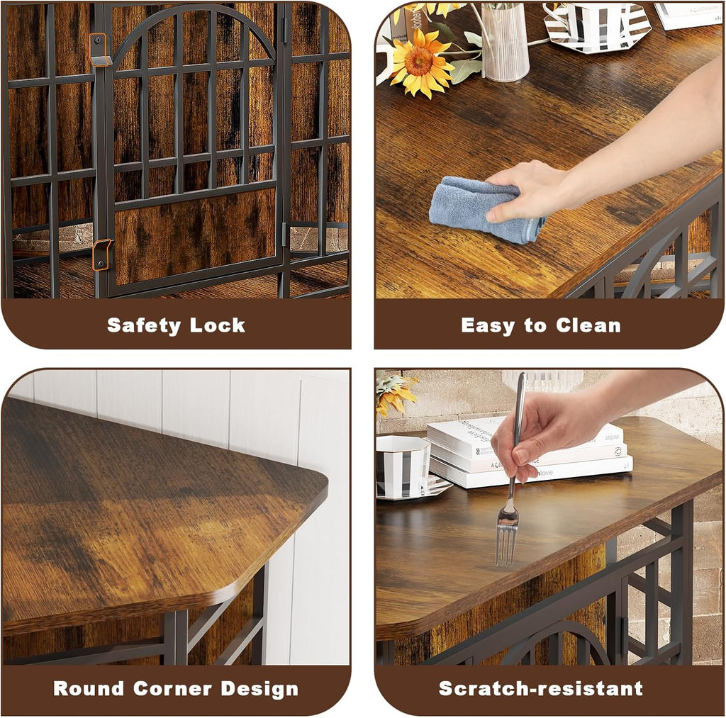 cozpaw 52" corner dog crate furniture, brown, package contents