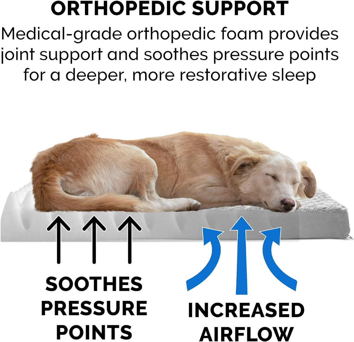 furhaven orthopedic dog bed for large dogs w/ showing dimensions