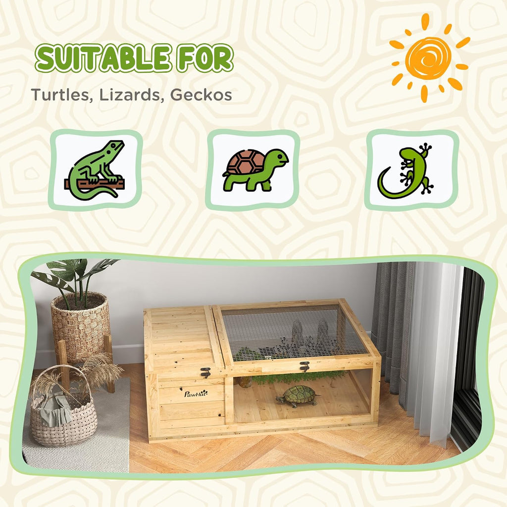 pawhut wooden tortoise house indoor turtle habitat enclosure, package contents
