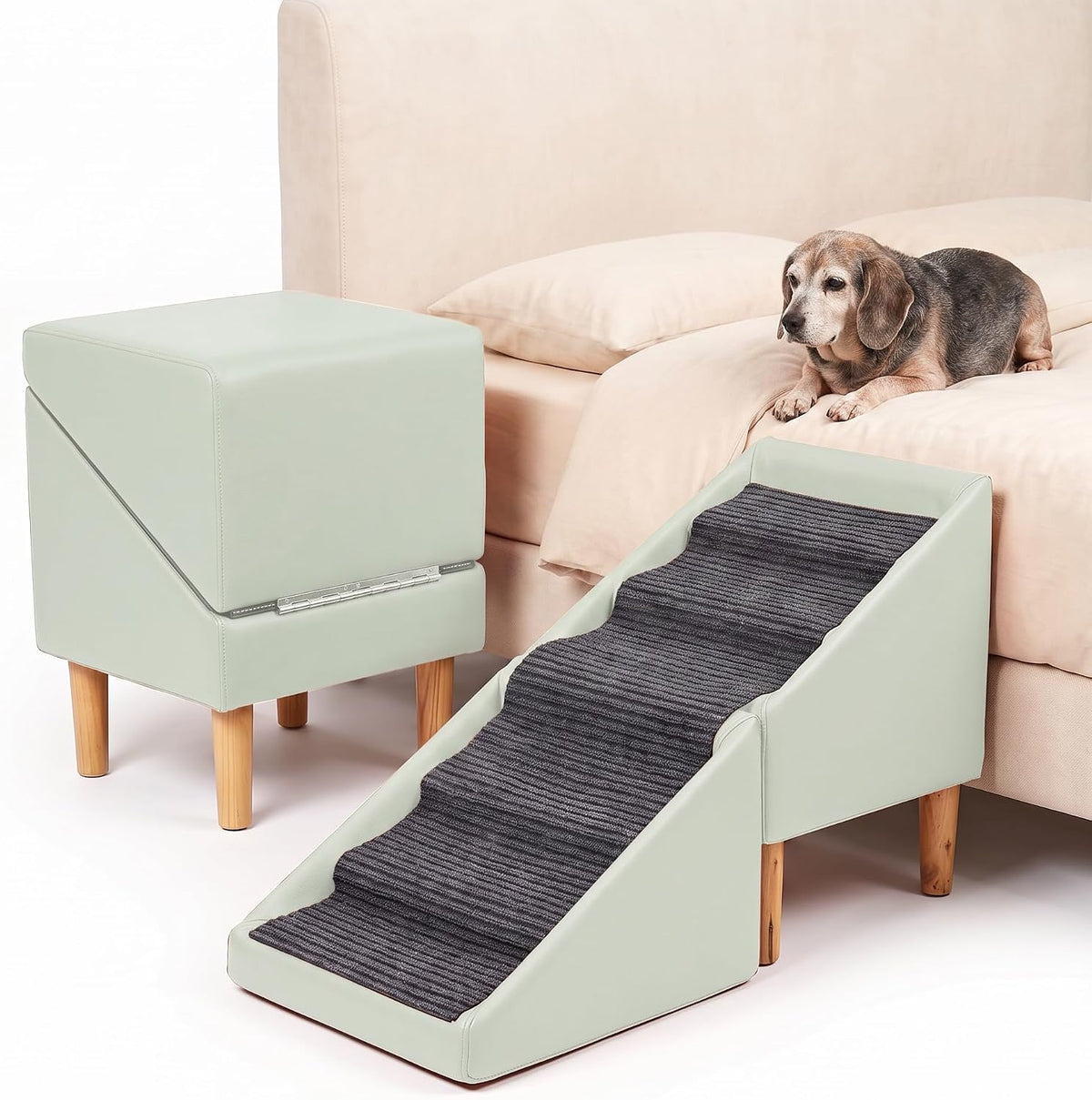 foldable dog cat ramp solid wood ottoman 22in, main product view