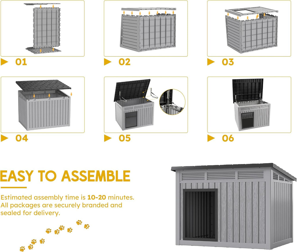 fancyango medium dog house for indoor & outdoor showing dimensions