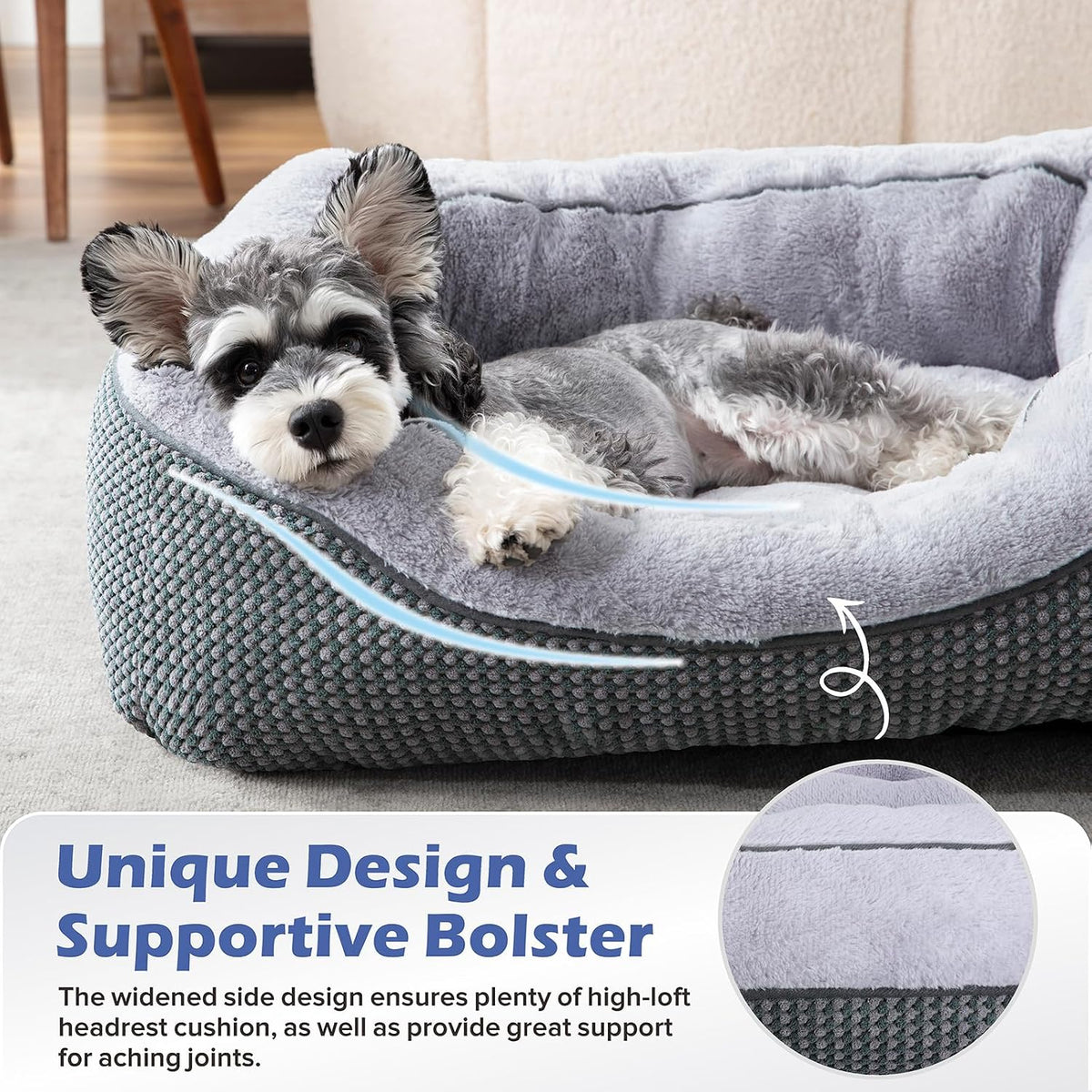 invenho medium dog beds for medium dogs washable, side view