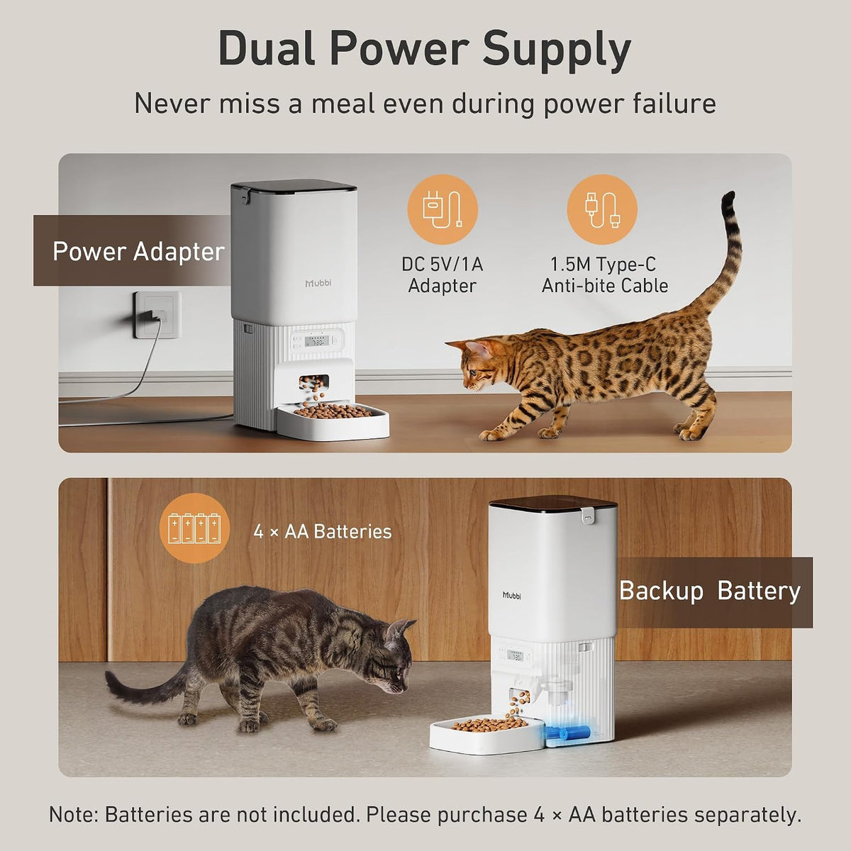 automatic cat feeder - 7l/29 cups cat food showing dimensions
