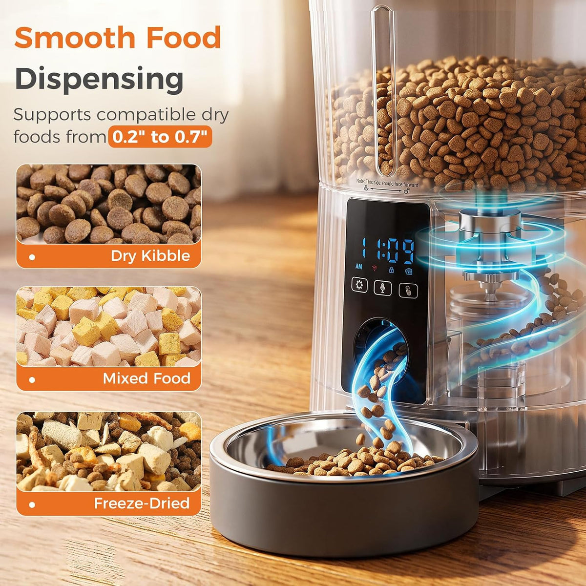 sweetcrispy automatic cat feeder, 4l cat food dispenser showing dimensions