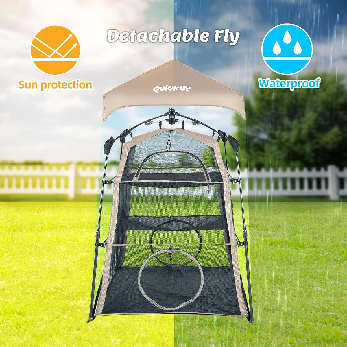3 in 1 portable cat enclosures with tunnel, close-up detail