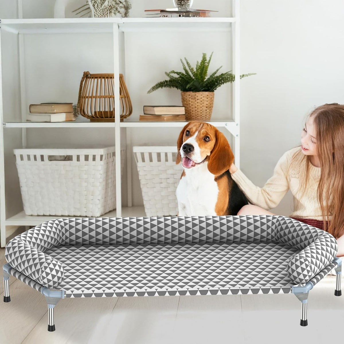 orthopedic dog beds for large dogs,u-shaped bolster ，up showing dimensions