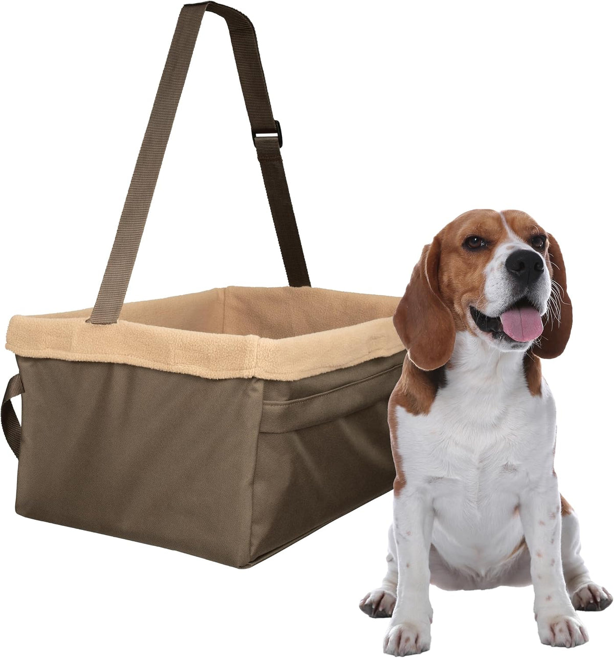 petsafe happy ride dog booster seat, brown, up, main product view