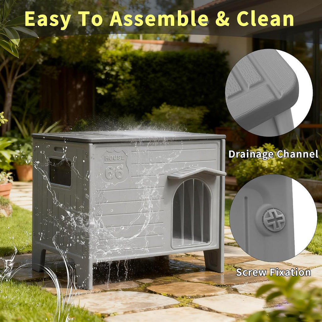 rockever dog house outdoor indoor for small medium, close-up detail
