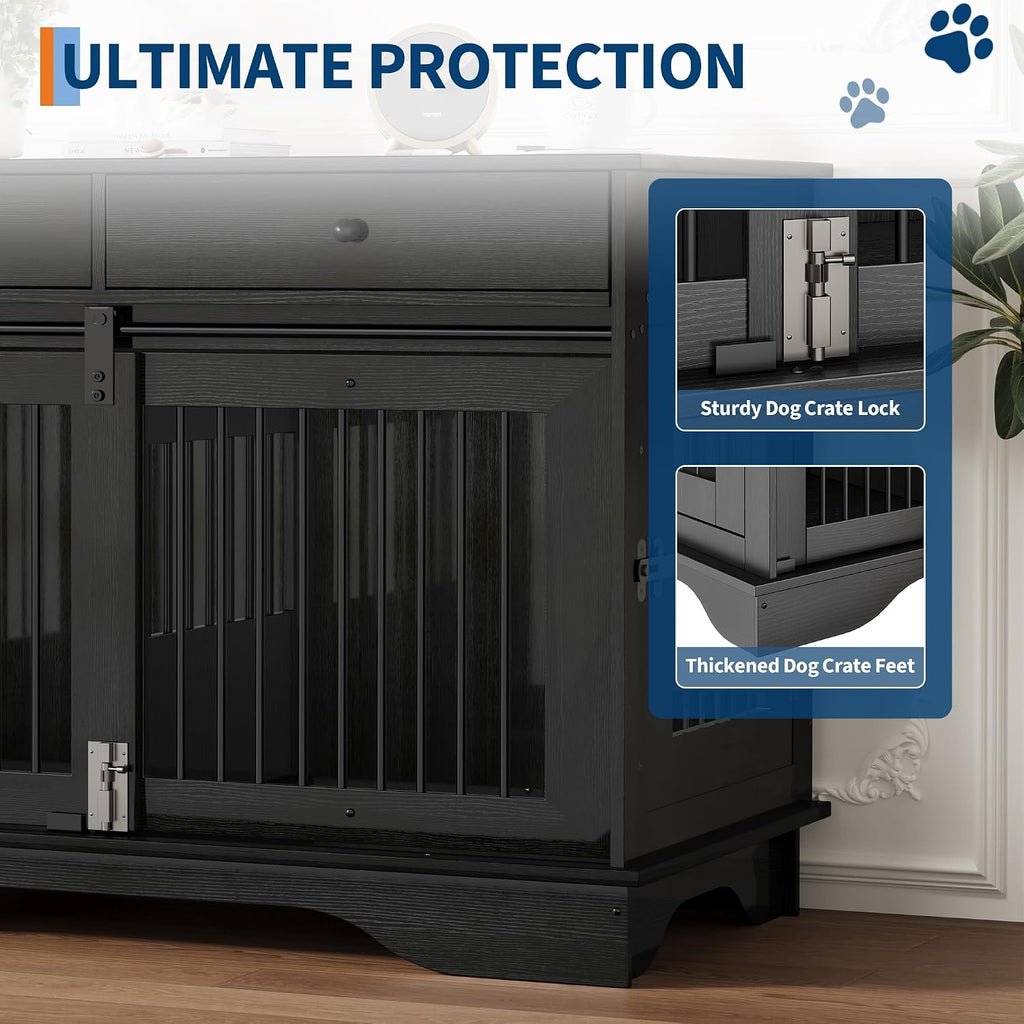 dog furniture crate, 47" large dog crate furniture, side view