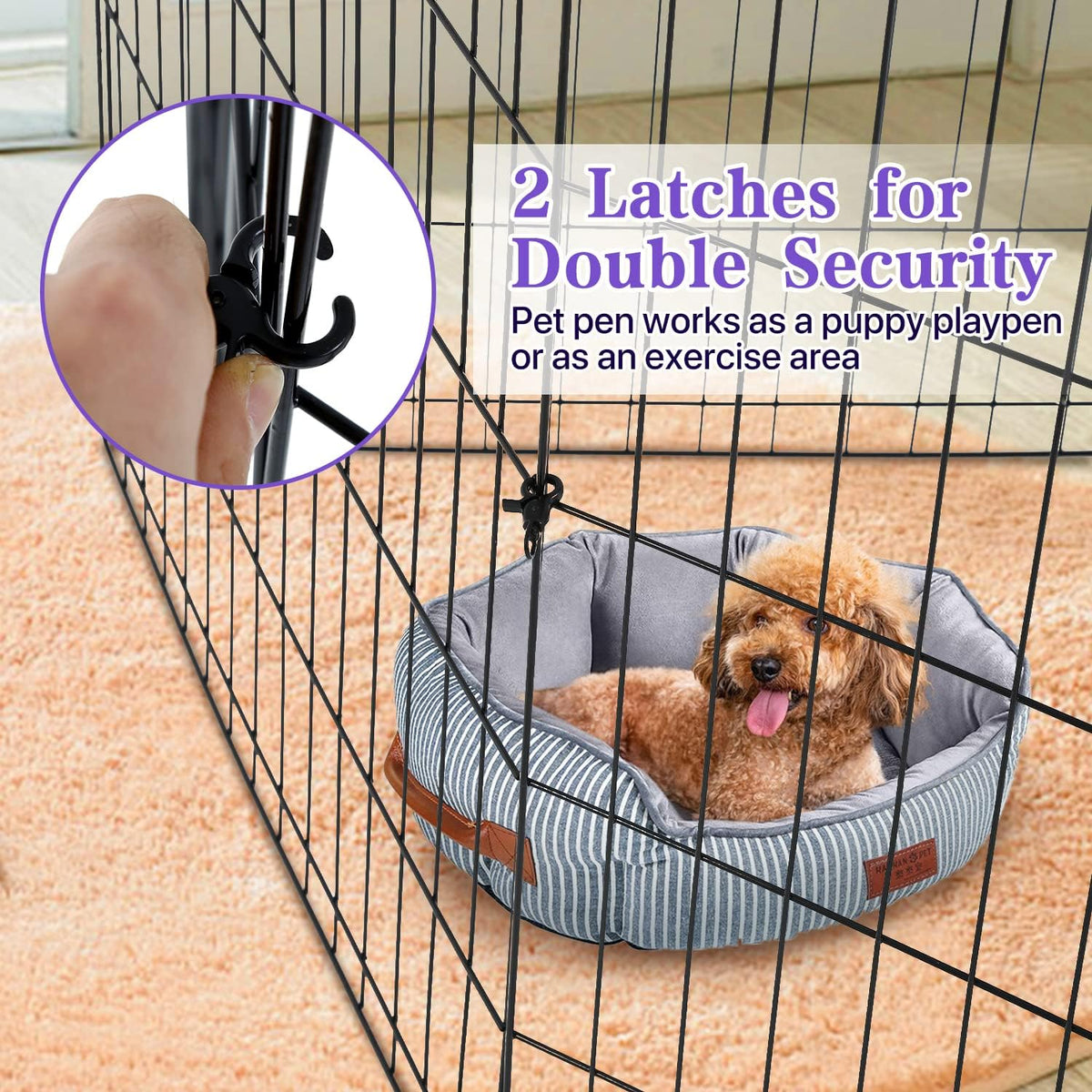 dog playpen for small medium large dogs, 24"/ shown in use