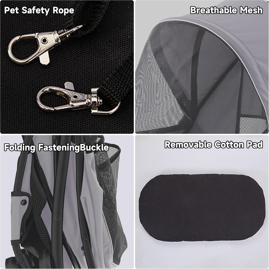 sunny sonny foldable jogger pet stroller with weather, side view