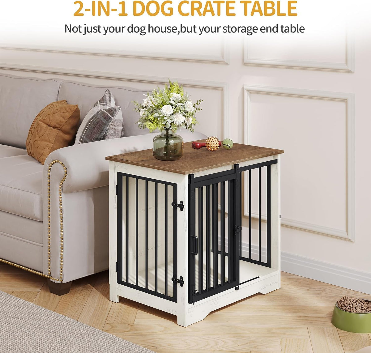 hzuaneri 27.2 in s dog crate furniture indoor, close-up detail
