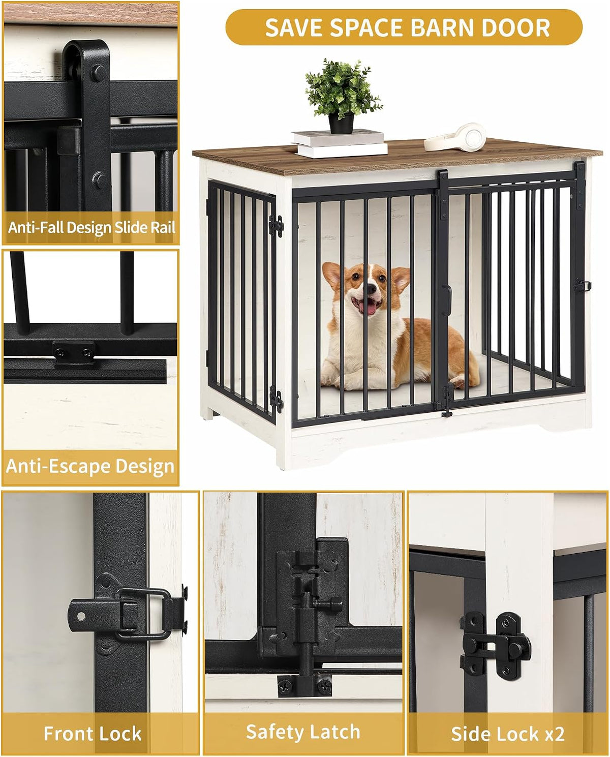 hzuaneri 31.9 in m dog crate furniture indoor, package contents