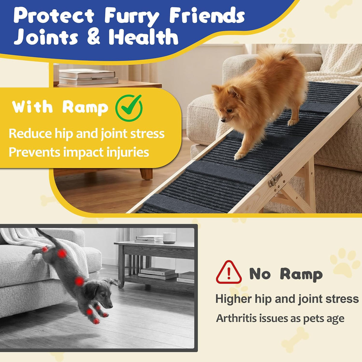 64" l extra long dog ramp for high on a desk or shelf
