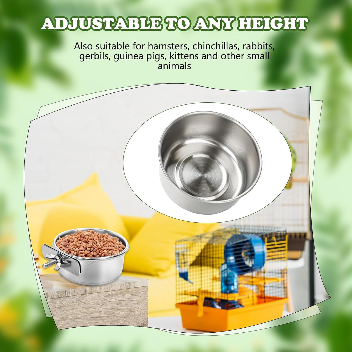 bird food bowls stainless steel parrot cage water showing dimensions