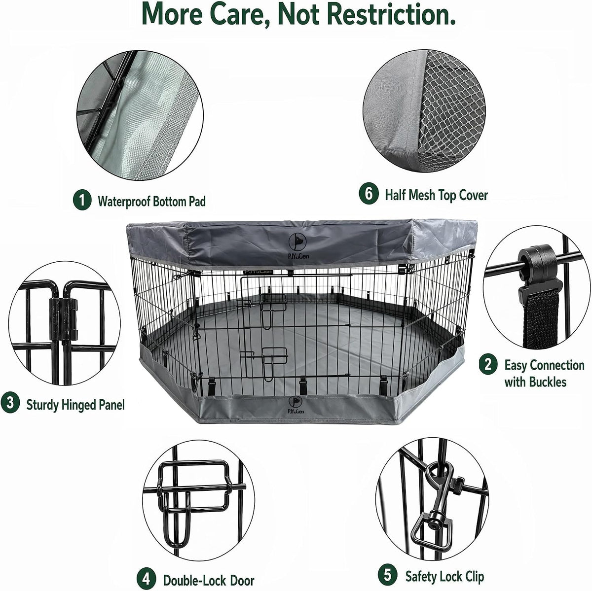 pjyucien puppy playpen with top cover & bottom shown in use