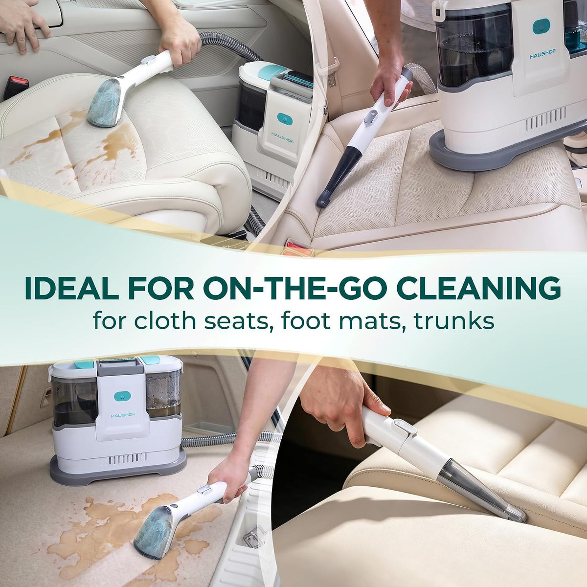 haushof 24v cordless portable carpet cleaner machine for shown in use