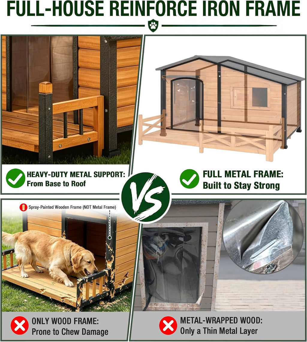 gutinneen extra large heated dog house for outside, close-up detail