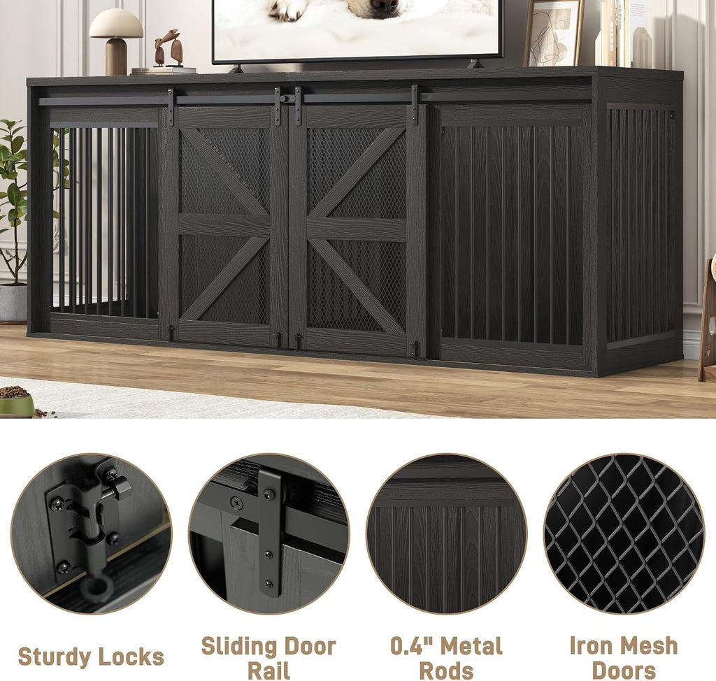 jiteentarou87in farmhouse dog crate tv stand, wooden dog showing dimensions