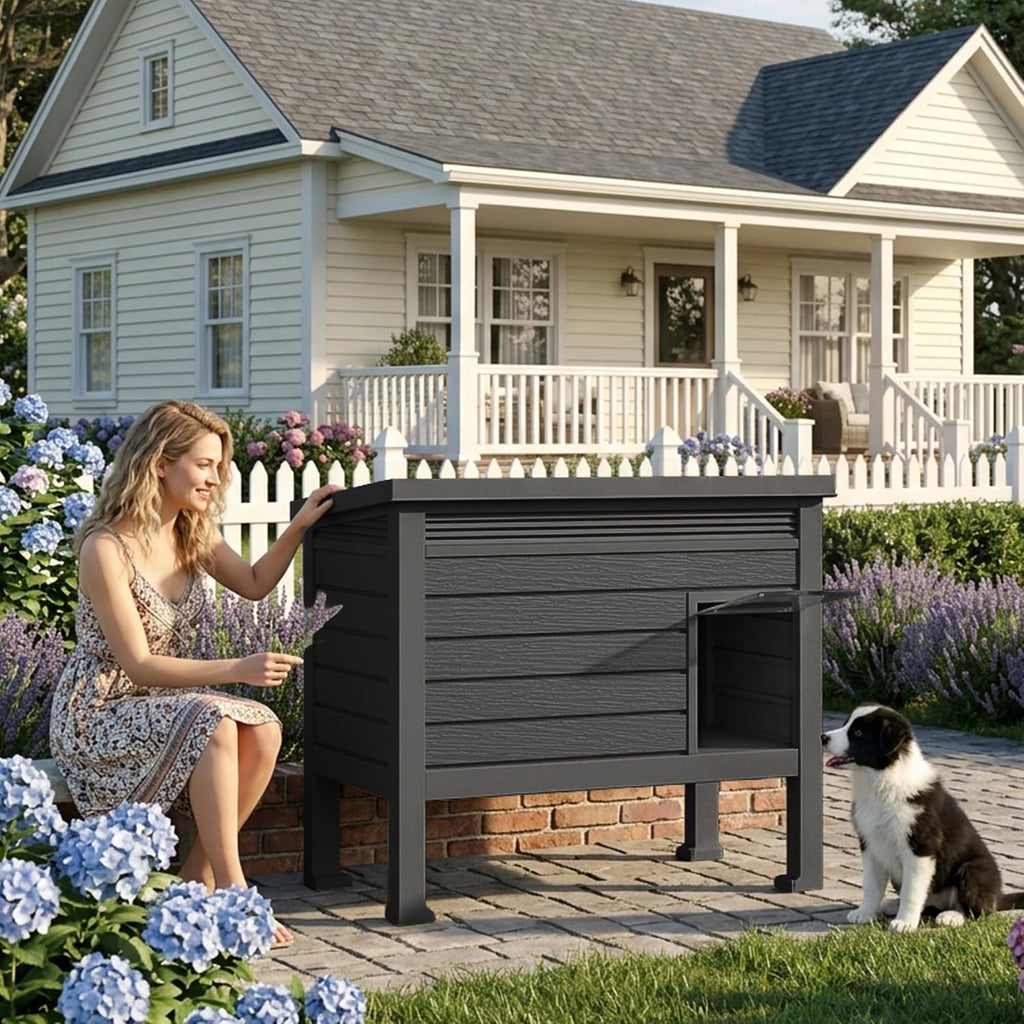 drato indoor & outdoor resin dog house with shown in use