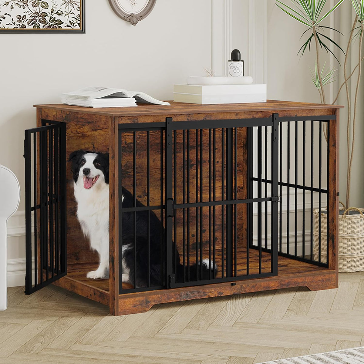 hzuaneri 44.1 in xl dog crate furniture indoor, main product view