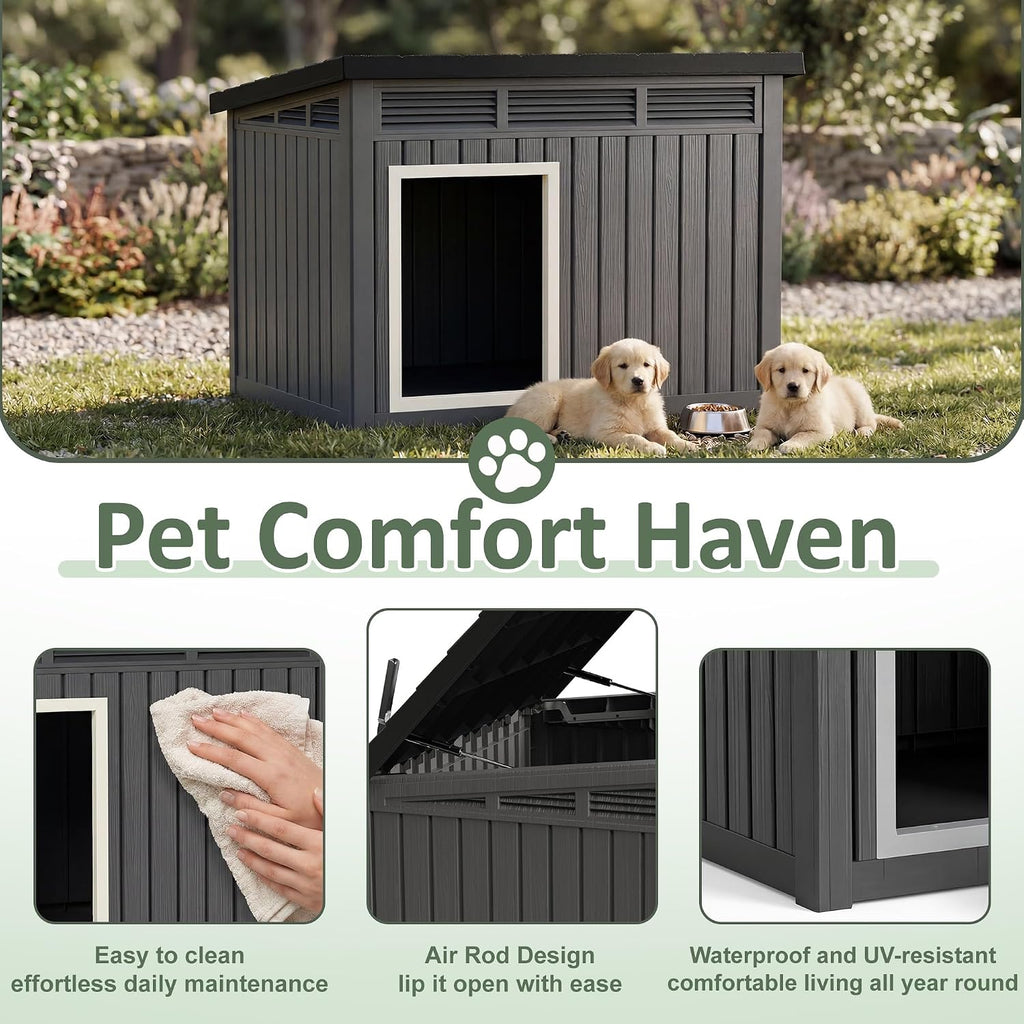 drato large dog house, weatherproof resin large dog, close-up detail
