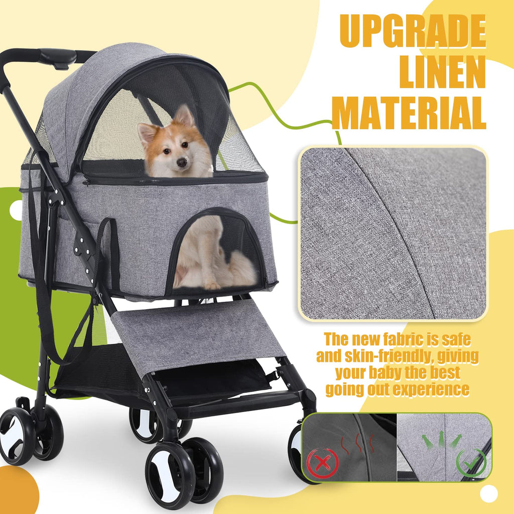 dog stroller 3-in-1 folding dog stroller for medium shown in use