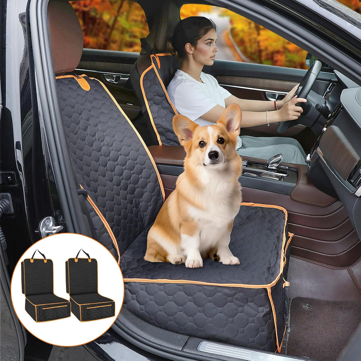 2 packs front seat car cover, waterproof dog, view 9