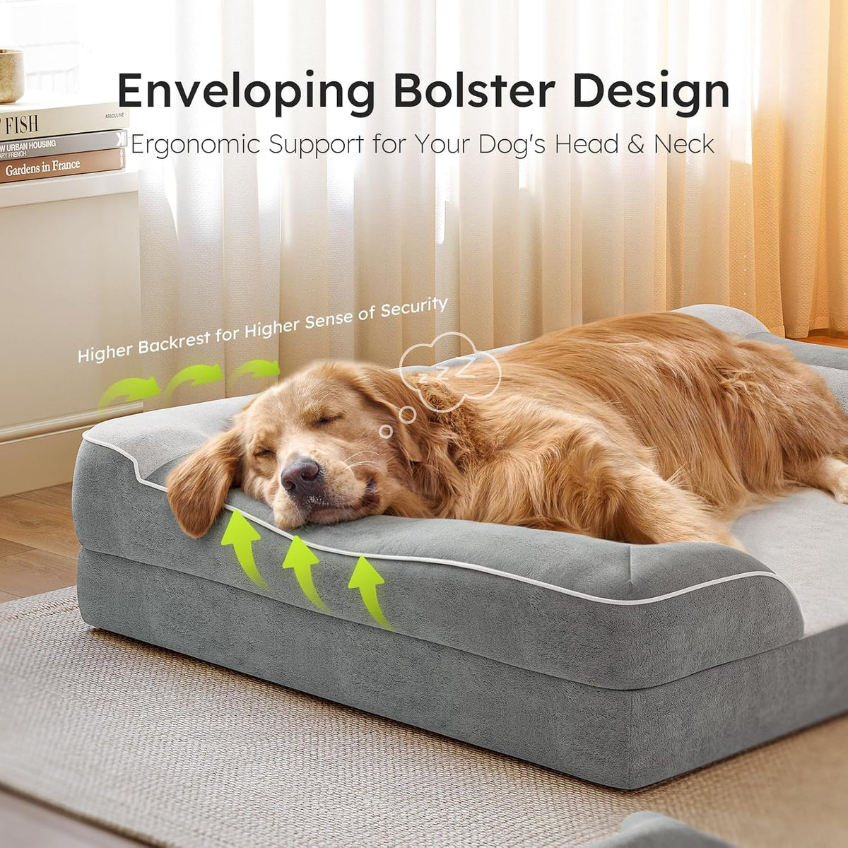 cwawz extra large dog bed, orthopedic dog bed, side view