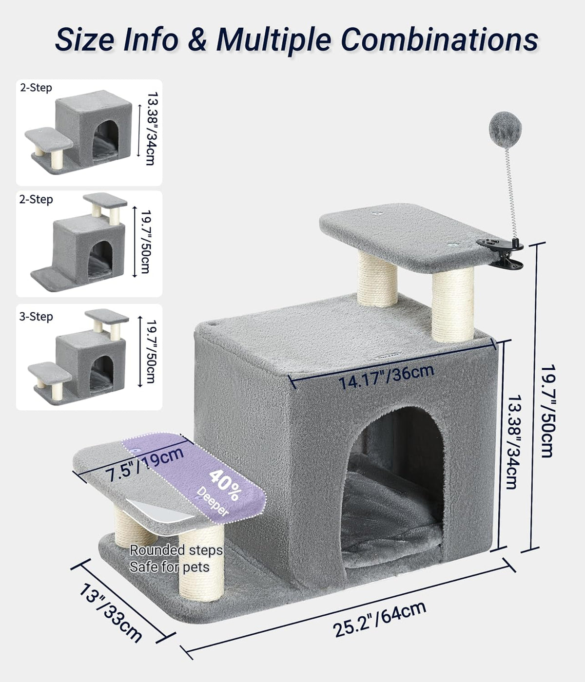 happi n pets cat stairs for bed, stable, close-up detail