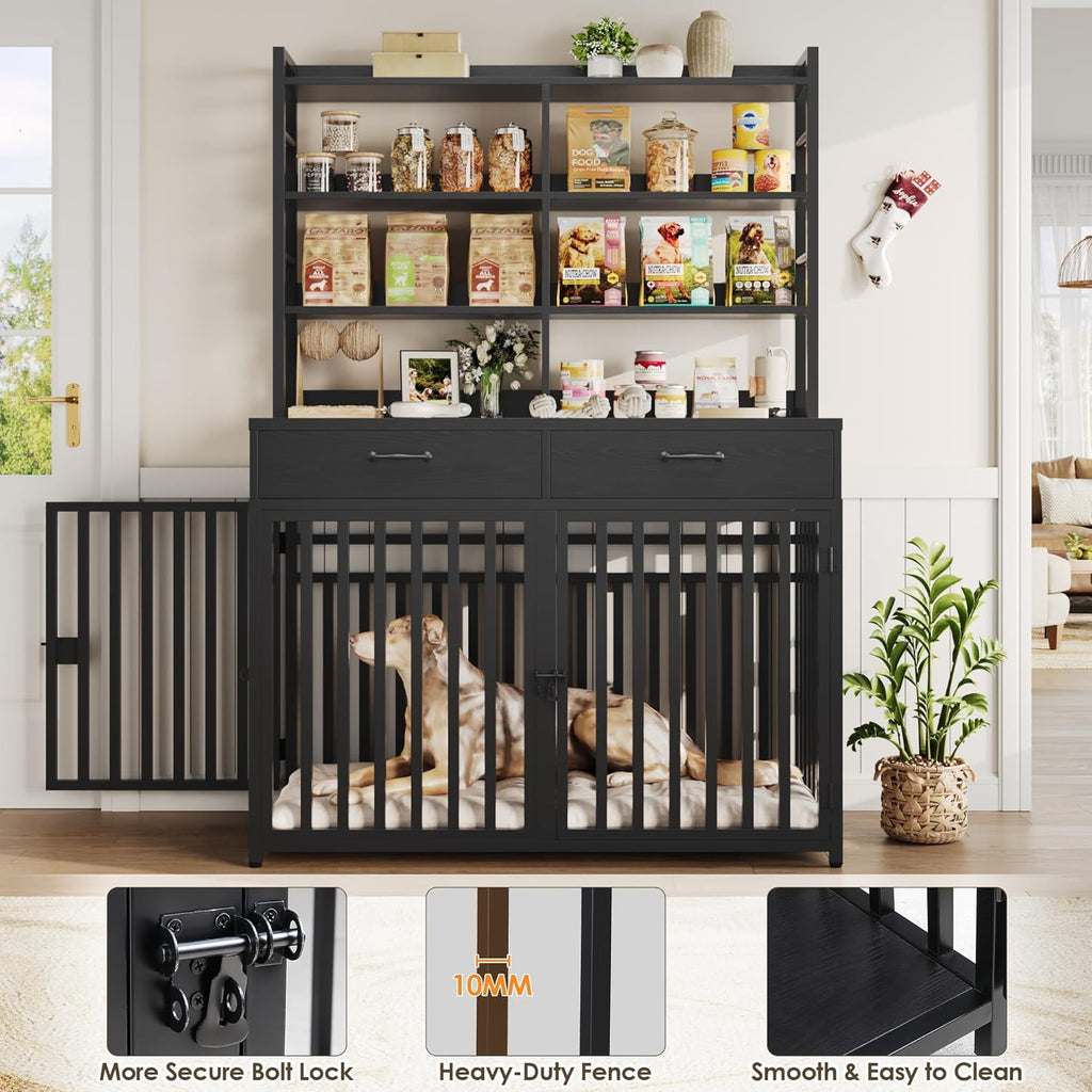 keyluv 71''h x 47.2''w large dog crate furniture, close-up detail