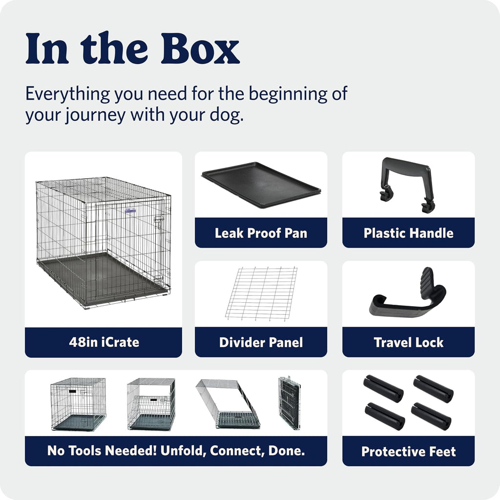midwest 48-inch single door icrate, for extra-large breeds on a desk or shelf