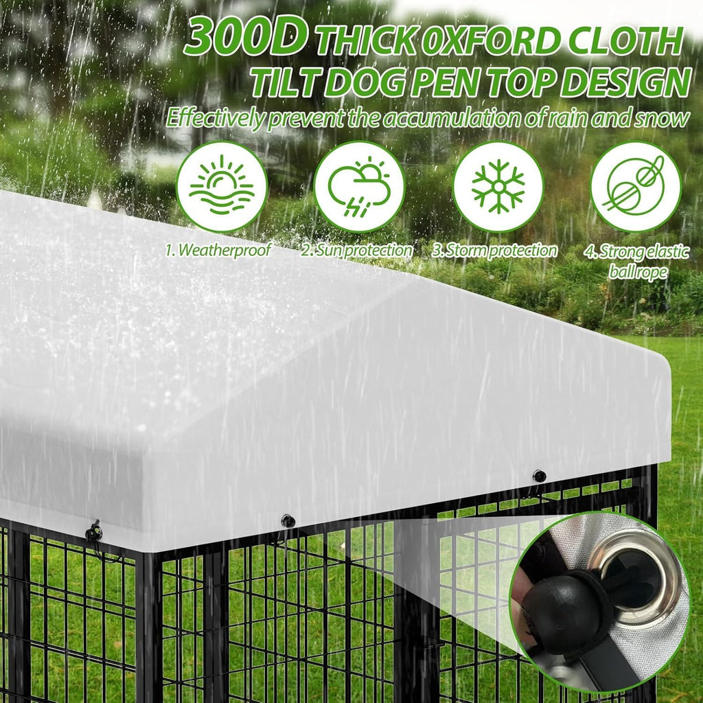 roomtec heavy duty outdoor dog kennel with rotating showing dimensions