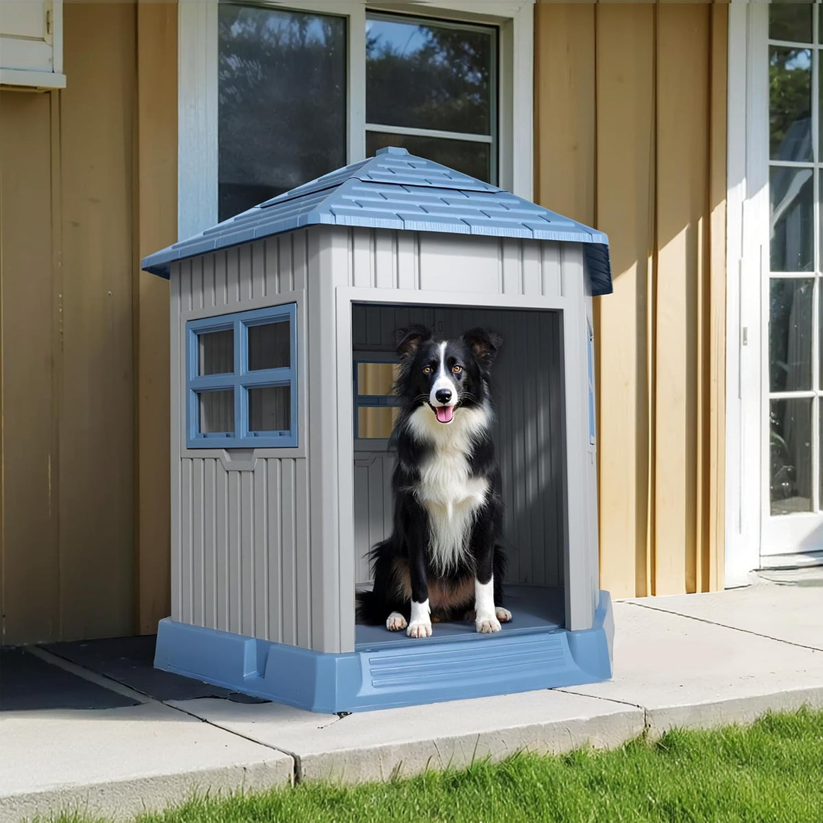drato dog house indoor outdoor durable large dog shown in use
