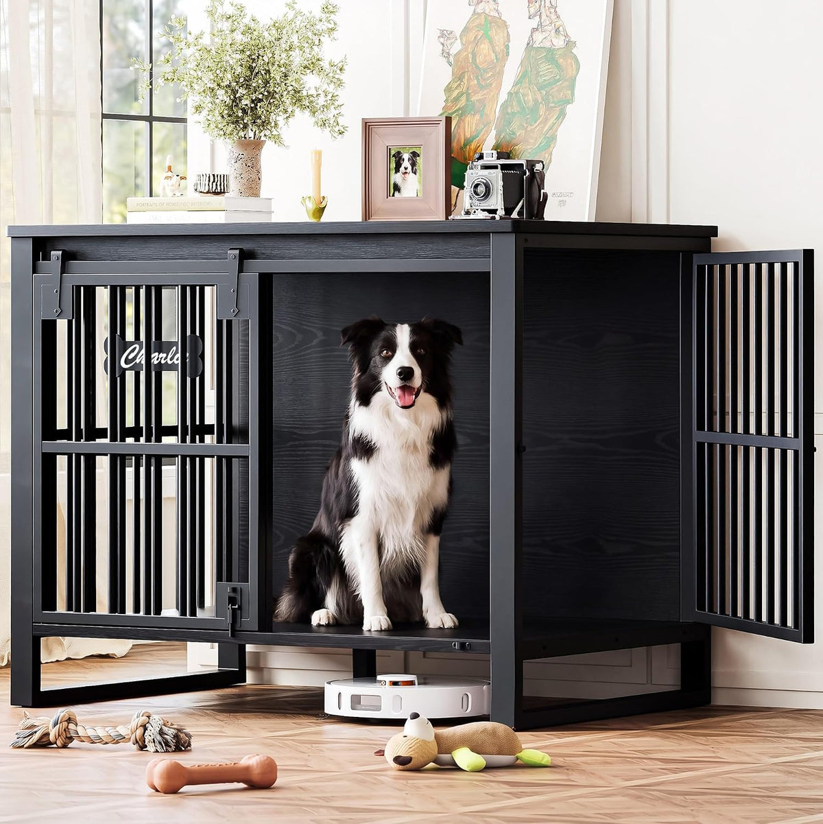 ironck 39.4" l dog crate furniture with sliding, main product view