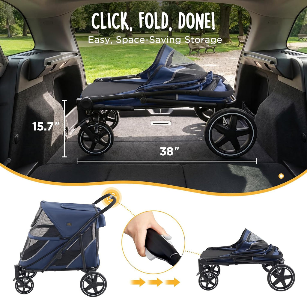 canine canyon all-terrain pet stroller for large & showing dimensions