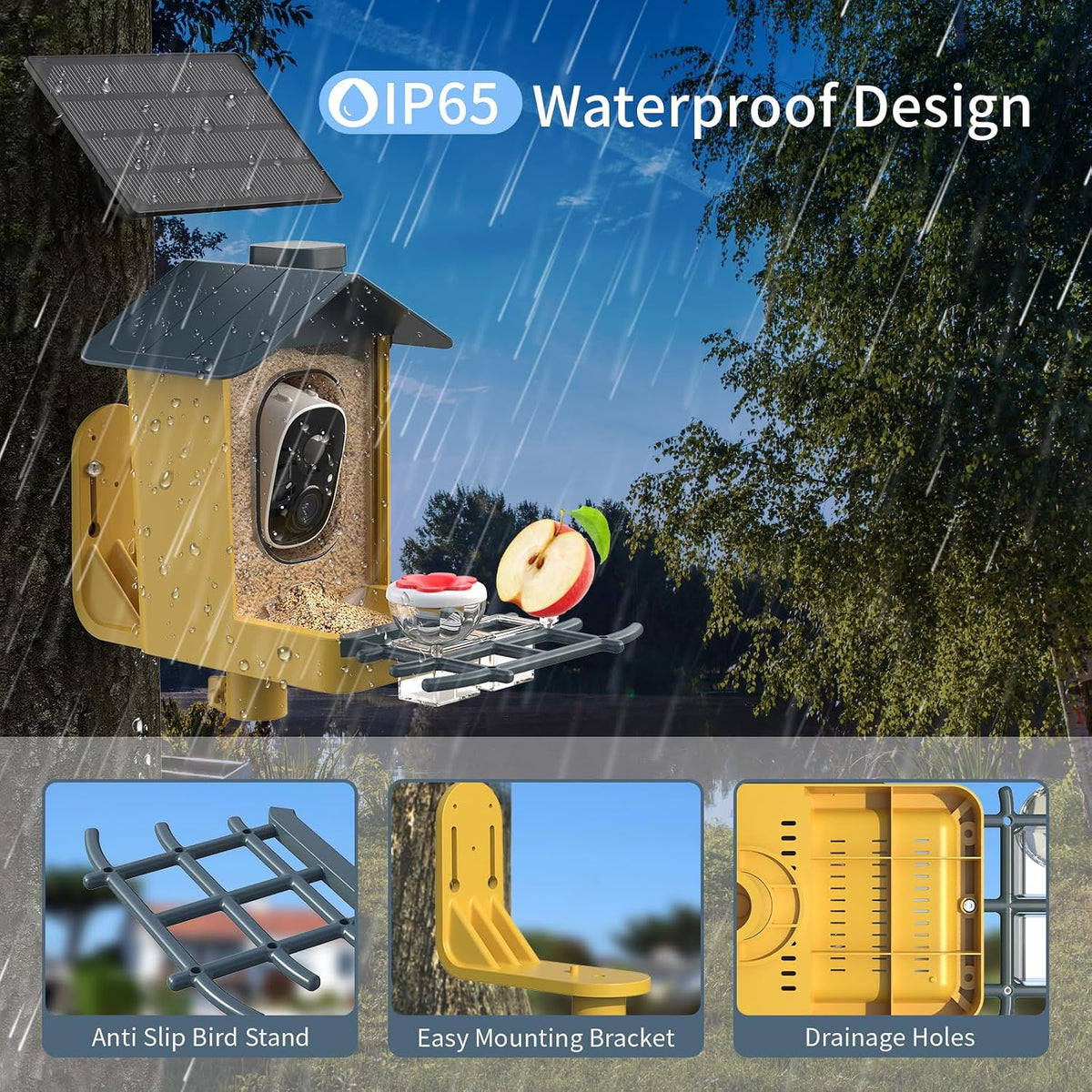 bird feeder with camera - ai identify bird, side view