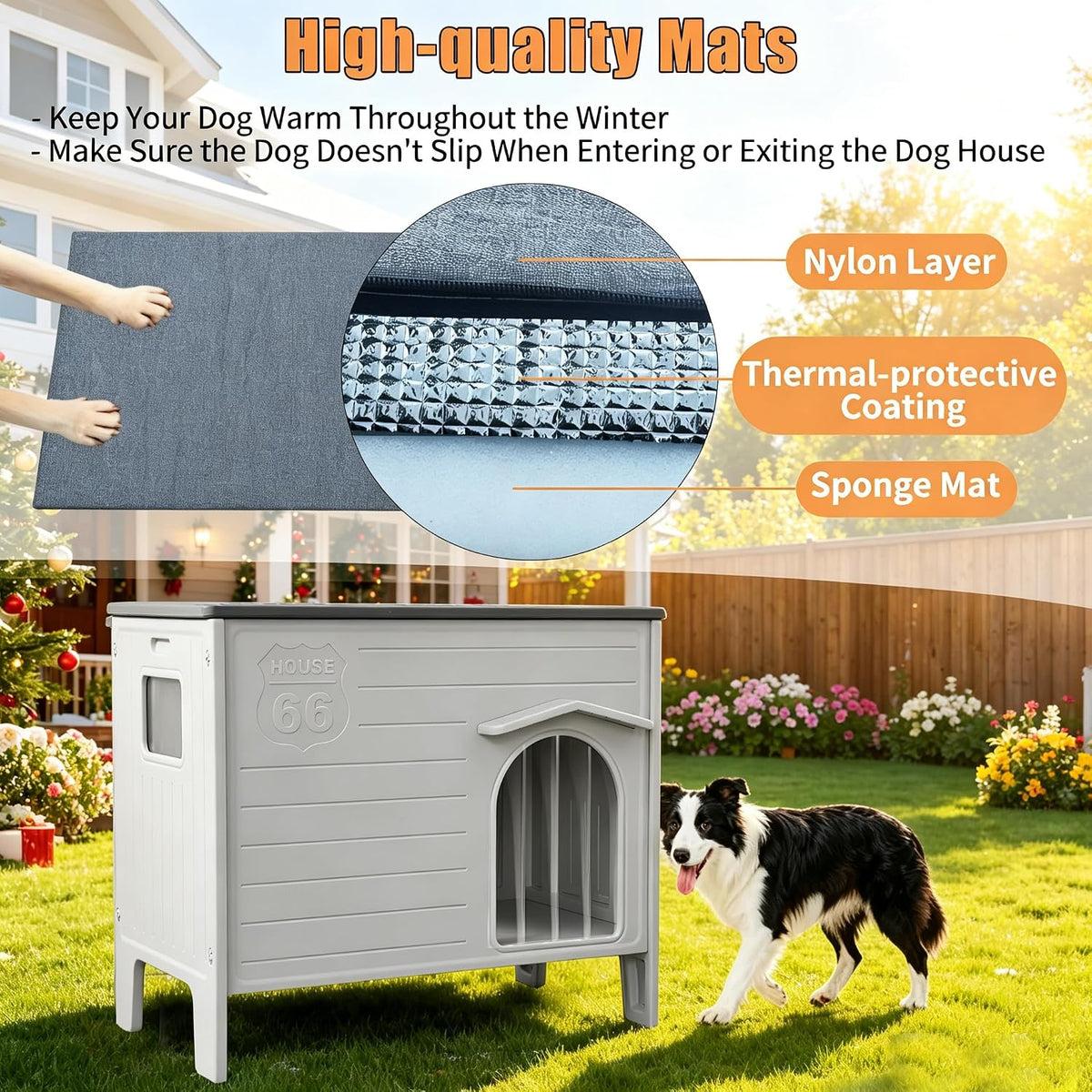 waterproof dog house for outdoor indoor,durable plastic dog shown in use
