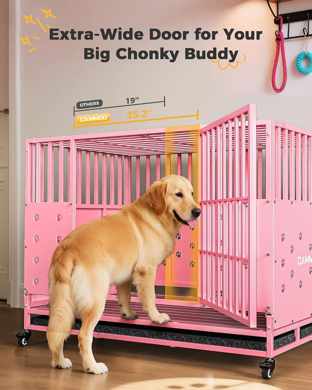 cammoo 48'' heavy duty dog crate/kennel for large on a desk or shelf