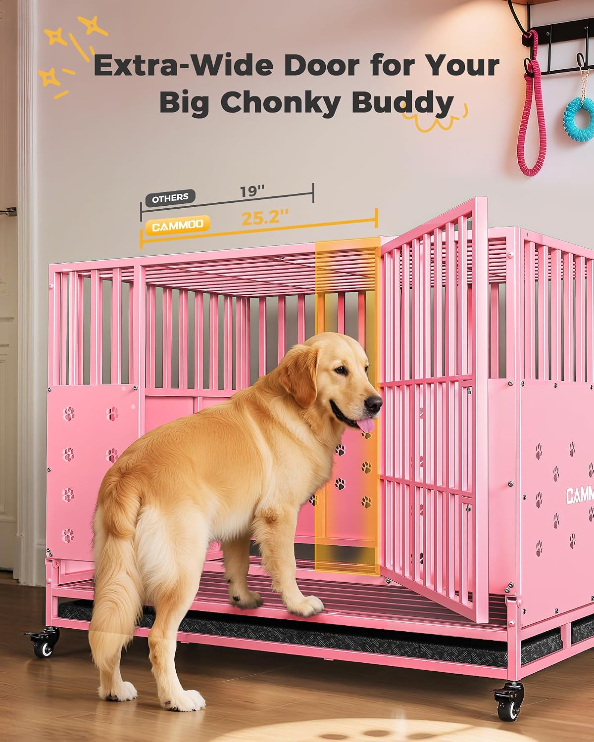 cammoo 48'' heavy duty dog crate/kennel for large on a desk or shelf