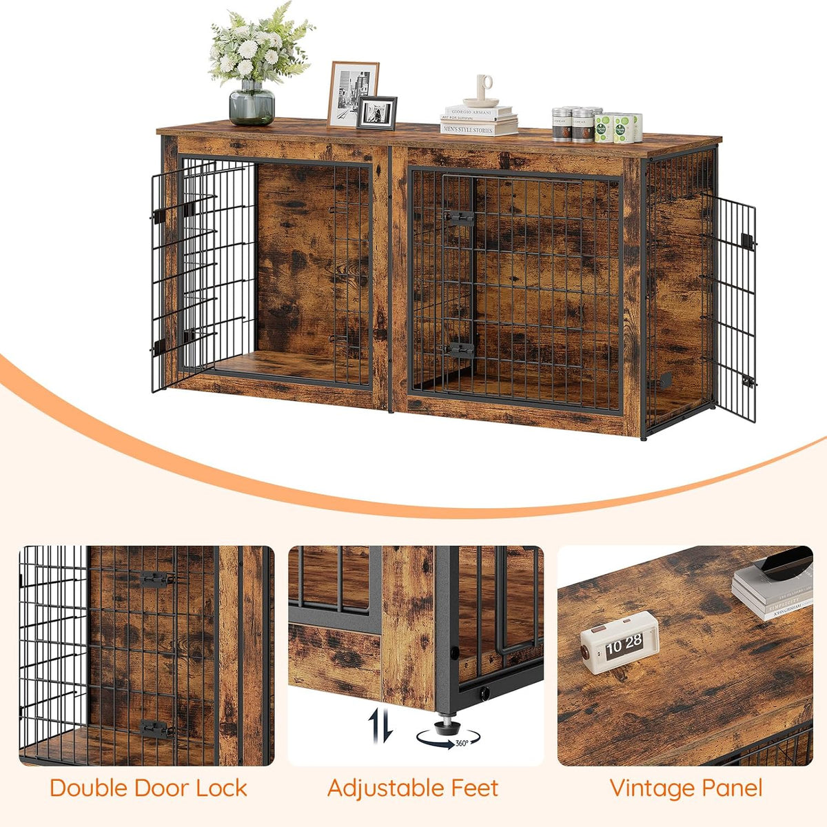 hoobro dog crate furniture for 2 dogs, 63", package contents