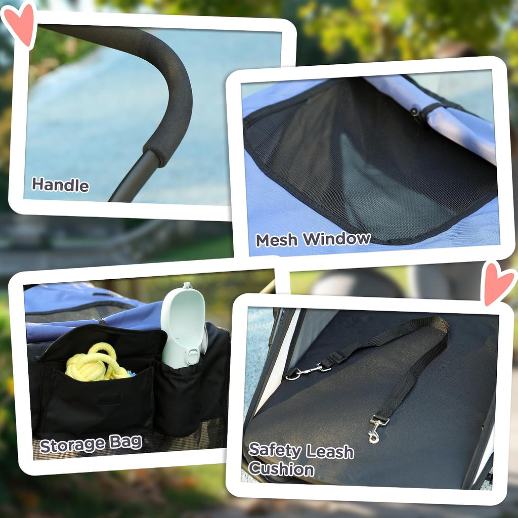 pawhut dog stroller easy one-hand fold for medium, package contents