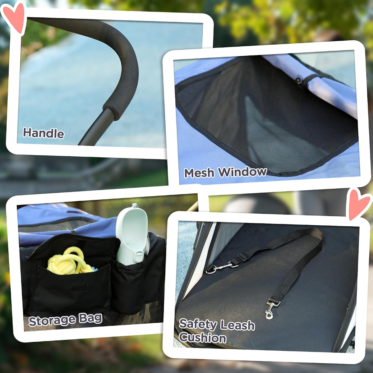 pawhut dog stroller easy one-hand fold for medium, package contents