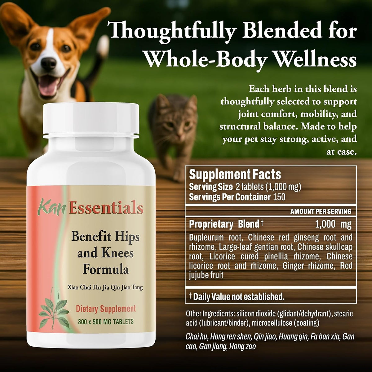 kan herb company benefit hips and knees formula, close-up detail